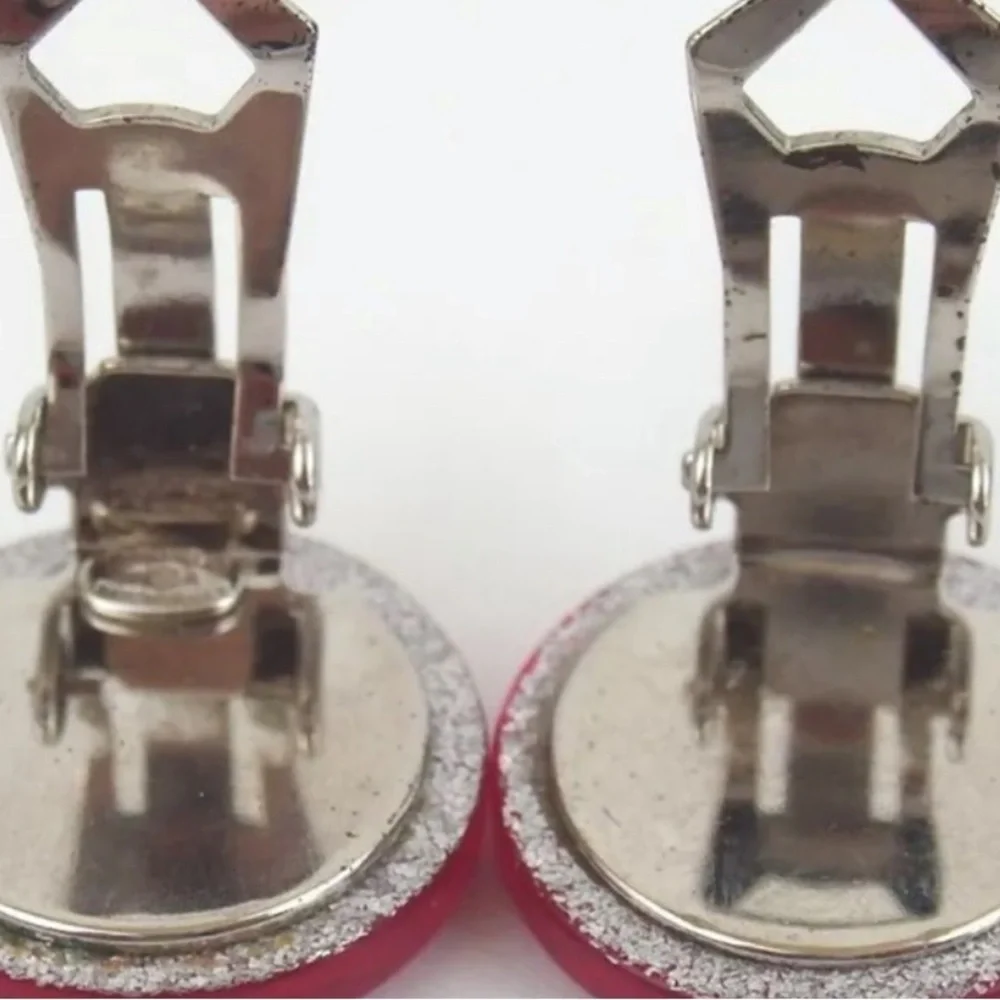 Chanel Pink Glitter CC Logo Round Earrings
